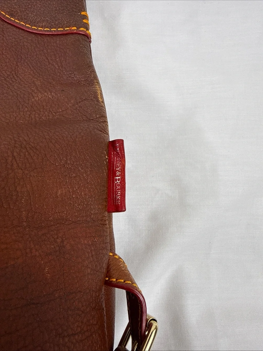 Vintage Dooney & Bourke Brown Leather Hobo Shoulder Bag with Brass Logo